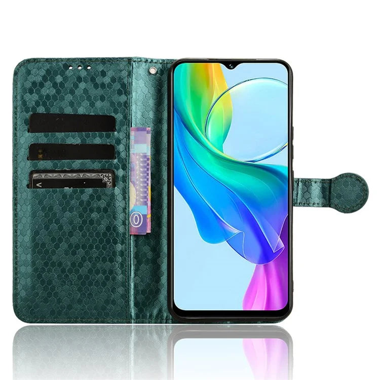 For vivo Y03 Case Dots Imprinted Shockproof Wallet Phone Cover