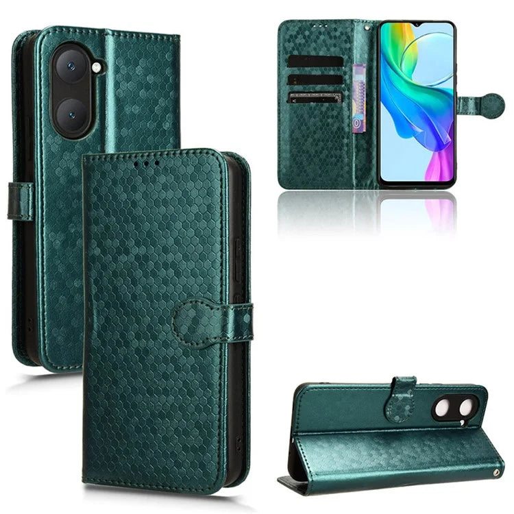 For vivo Y03 Case Dots Imprinted Shockproof Wallet Phone Cover