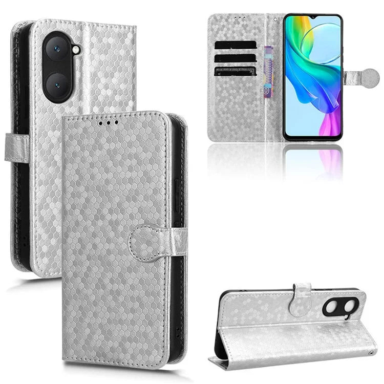 For vivo Y03 Case Dots Imprinted Shockproof Wallet Phone Cover