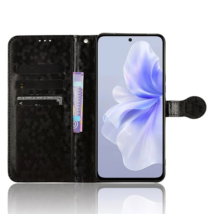For vivo S18e 5G Magnetic Phone Case Dots Imprinted Card Holder Anti-scratch Cover