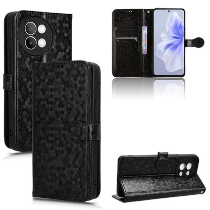 For vivo S18e 5G Magnetic Phone Case Dots Imprinted Card Holder Anti-scratch Cover