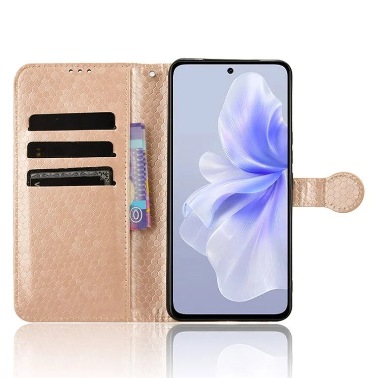 For vivo S18e 5G Magnetic Phone Case Dots Imprinted Card Holder Anti-scratch Cover