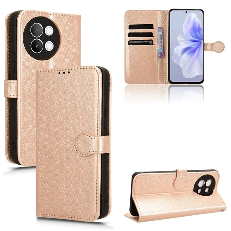 For vivo S18e 5G Magnetic Phone Case Dots Imprinted Card Holder Anti-scratch Cover