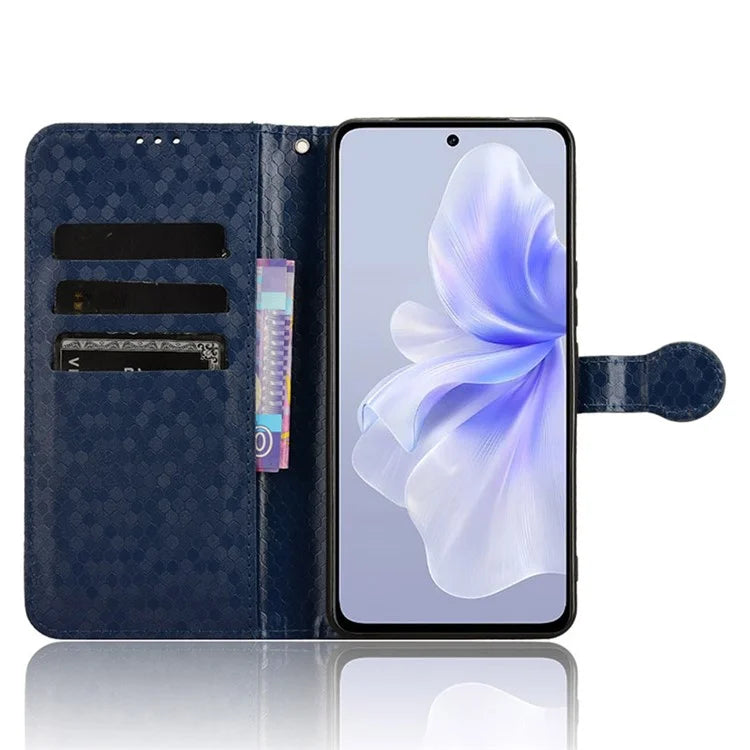 For vivo S18e 5G Magnetic Phone Case Dots Imprinted Card Holder Anti-scratch Cover