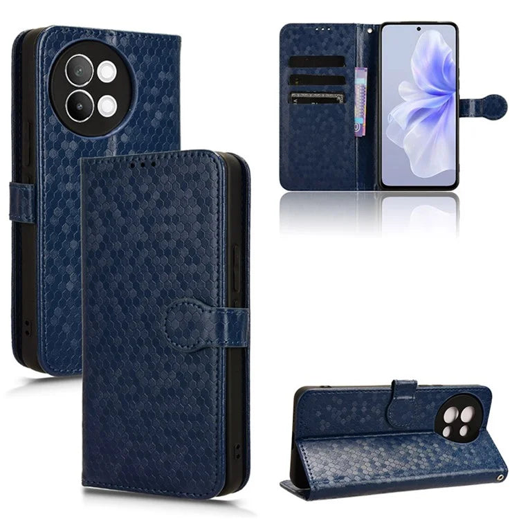 For vivo S18e 5G Magnetic Phone Case Dots Imprinted Card Holder Anti-scratch Cover