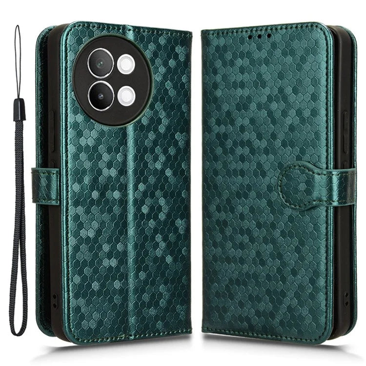 For vivo S18e 5G Magnetic Phone Case Dots Imprinted Card Holder Anti-scratch Cover
