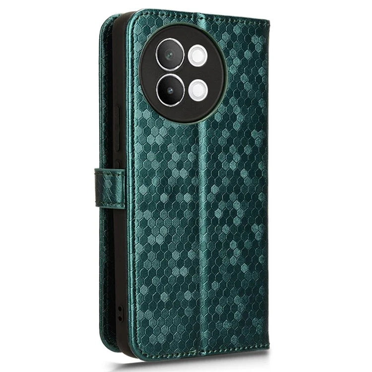 For vivo S18e 5G Magnetic Phone Case Dots Imprinted Card Holder Anti-scratch Cover