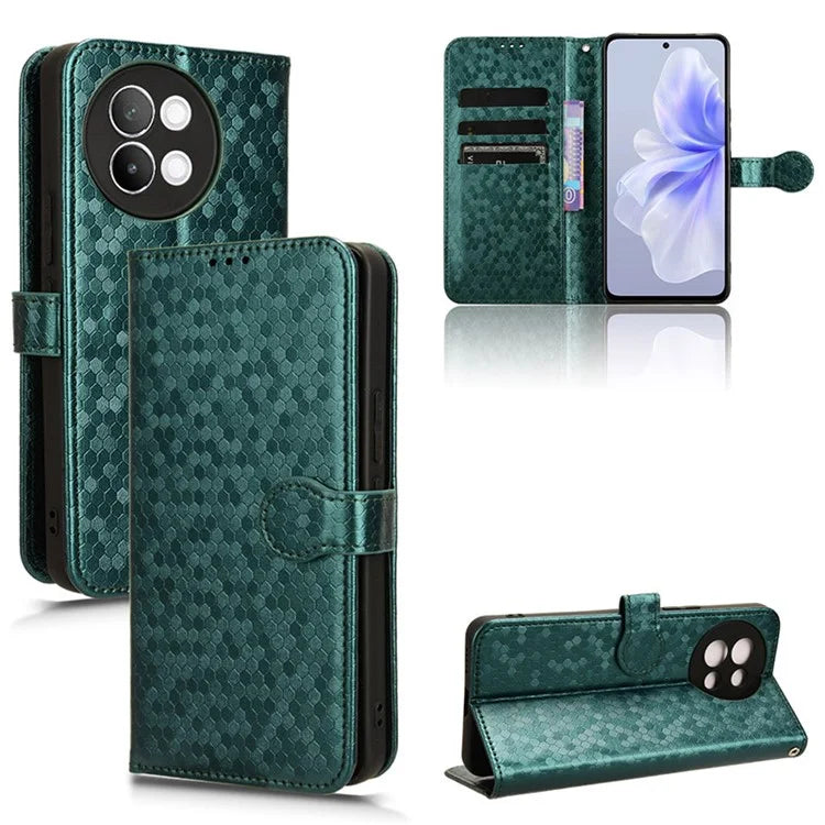 For vivo S18e 5G Magnetic Phone Case Dots Imprinted Card Holder Anti-scratch Cover