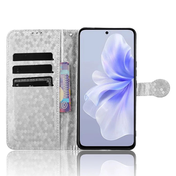 For vivo S18e 5G Magnetic Phone Case Dots Imprinted Card Holder Anti-scratch Cover