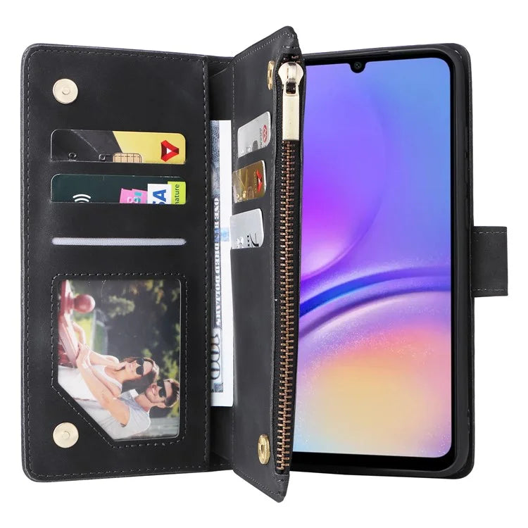For Samsung Galaxy A05 4G Case Multiple Card Slots Anti-fall Zipper Pocket Leather Phone Cover