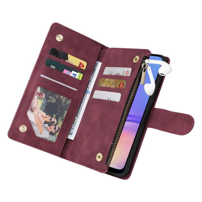 For Samsung Galaxy A05 4G Case Multiple Card Slots Anti-fall Zipper Pocket Leather Phone Cover