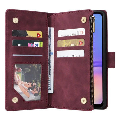 For Samsung Galaxy A05 4G Case Multiple Card Slots Anti-fall Zipper Pocket Leather Phone Cover
