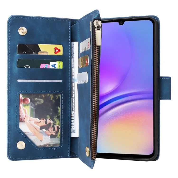 For Samsung Galaxy A05 4G Case Multiple Card Slots Anti-fall Zipper Pocket Leather Phone Cover