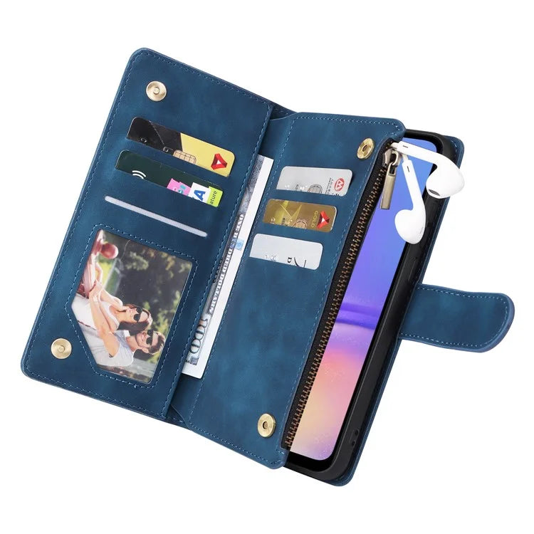 For Samsung Galaxy A05 4G Case Multiple Card Slots Anti-fall Zipper Pocket Leather Phone Cover