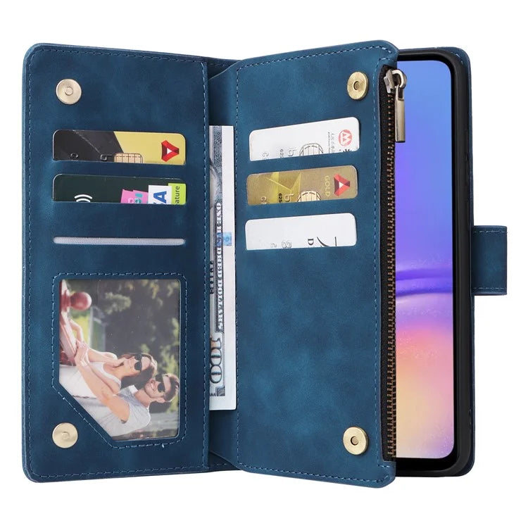 For Samsung Galaxy A05 4G Case Multiple Card Slots Anti-fall Zipper Pocket Leather Phone Cover
