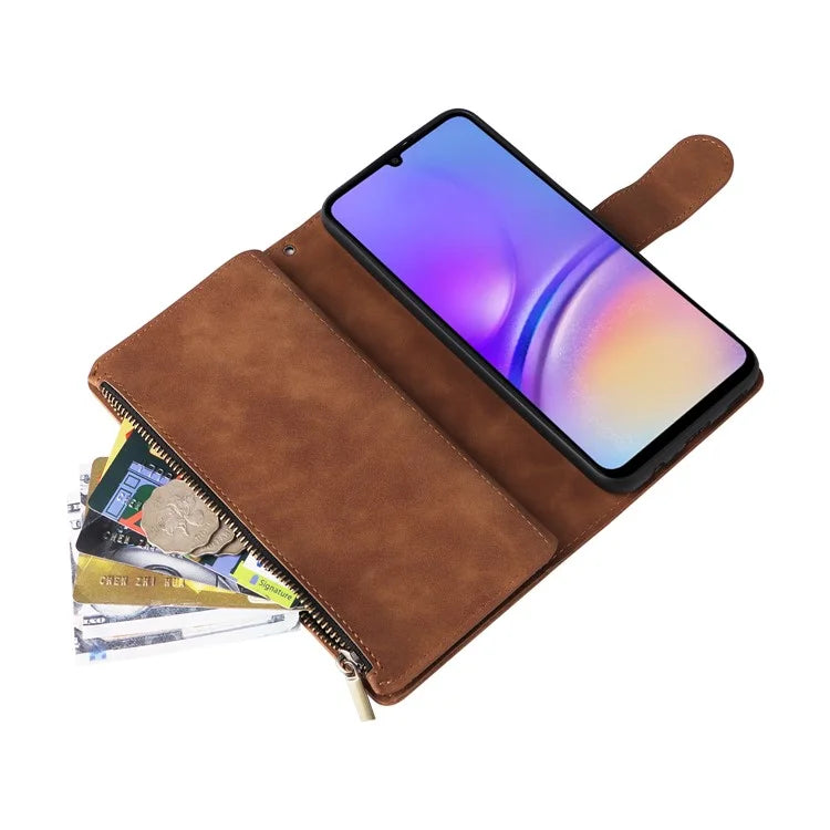 For Samsung Galaxy A05 4G Case Multiple Card Slots Anti-fall Zipper Pocket Leather Phone Cover