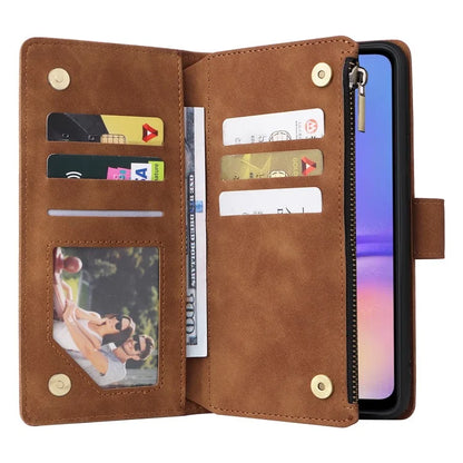 For Samsung Galaxy A05 4G Case Multiple Card Slots Anti-fall Zipper Pocket Leather Phone Cover