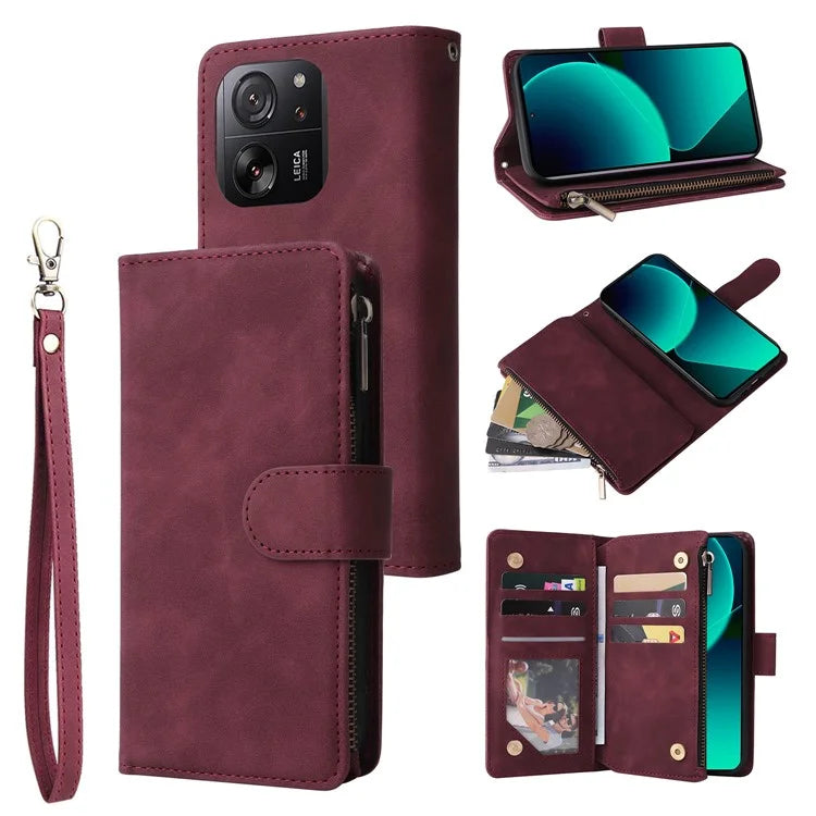 For Xiaomi 13T / 13T Pro / Redmi K60 Ultra Cell Phone Drop-proof Case Zipper Wallet Card Holder Leather Cover