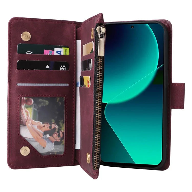 For Xiaomi 13T / 13T Pro / Redmi K60 Ultra Cell Phone Drop-proof Case Zipper Wallet Card Holder Leather Cover