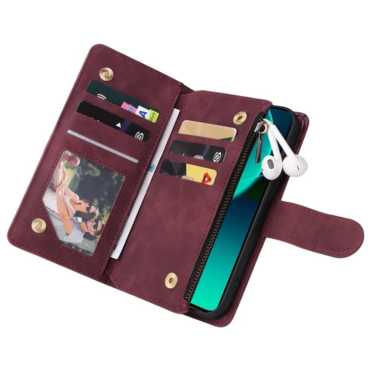 For Xiaomi 13T / 13T Pro / Redmi K60 Ultra Cell Phone Drop-proof Case Zipper Wallet Card Holder Leather Cover