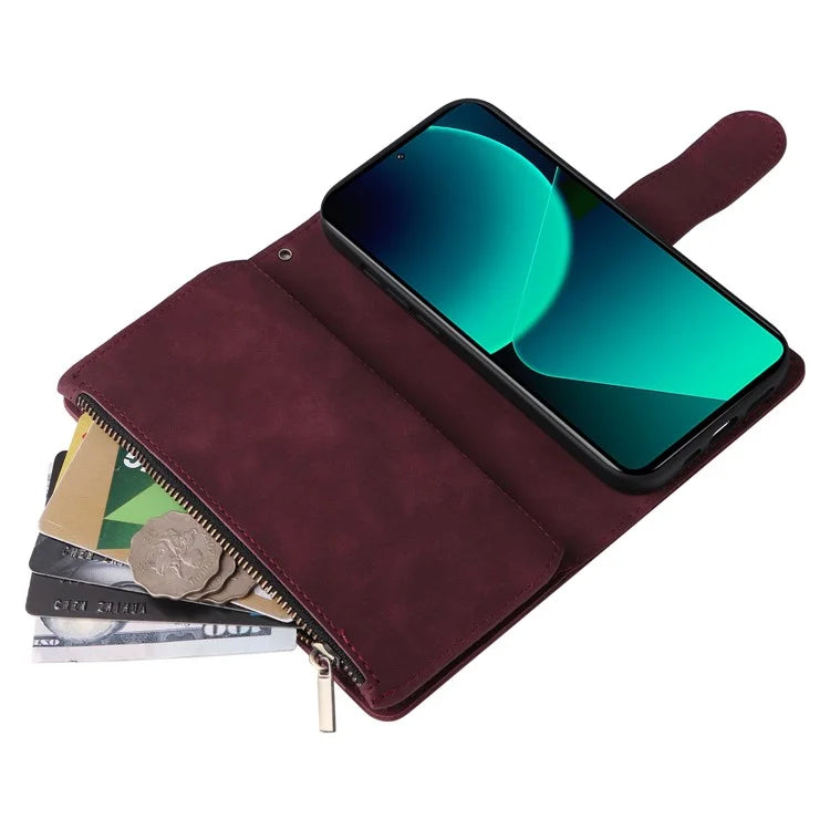 For Xiaomi 13T / 13T Pro / Redmi K60 Ultra Cell Phone Drop-proof Case Zipper Wallet Card Holder Leather Cover