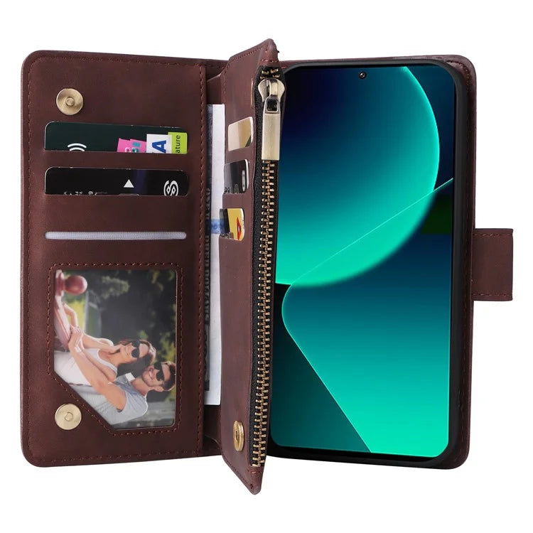 For Xiaomi 13T / 13T Pro / Redmi K60 Ultra Cell Phone Drop-proof Case Zipper Wallet Card Holder Leather Cover