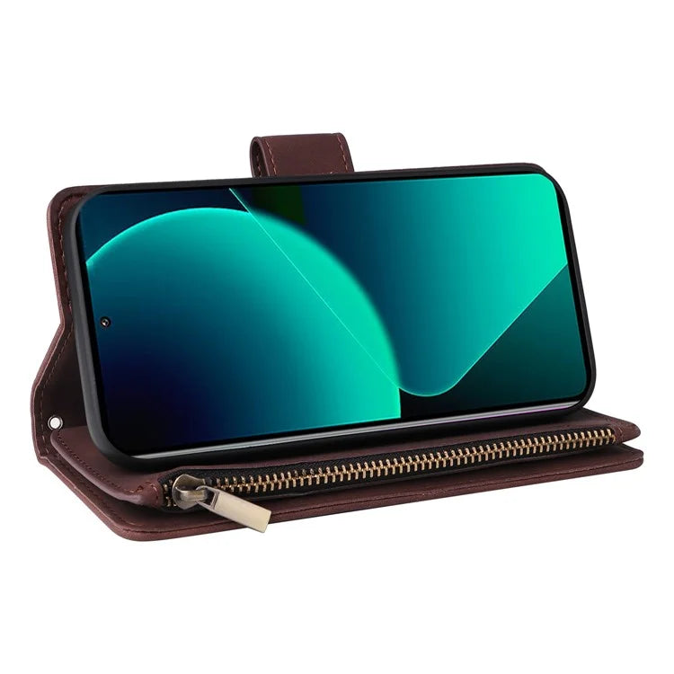 For Xiaomi 13T / 13T Pro / Redmi K60 Ultra Cell Phone Drop-proof Case Zipper Wallet Card Holder Leather Cover