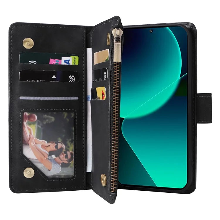 For Xiaomi 13T / 13T Pro / Redmi K60 Ultra Cell Phone Drop-proof Case Zipper Wallet Card Holder Leather Cover