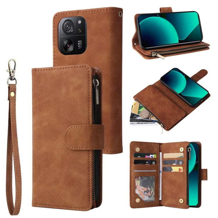 For Xiaomi 13T / 13T Pro / Redmi K60 Ultra Cell Phone Drop-proof Case Zipper Wallet Card Holder Leather Cover