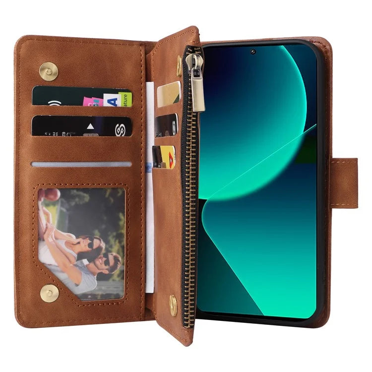 For Xiaomi 13T / 13T Pro / Redmi K60 Ultra Cell Phone Drop-proof Case Zipper Wallet Card Holder Leather Cover