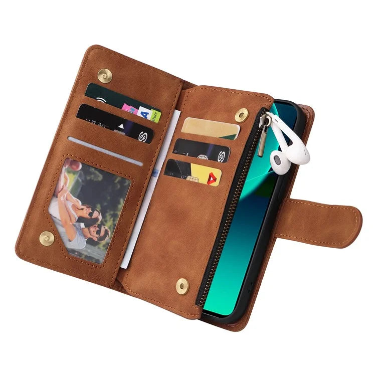 For Xiaomi 13T / 13T Pro / Redmi K60 Ultra Cell Phone Drop-proof Case Zipper Wallet Card Holder Leather Cover