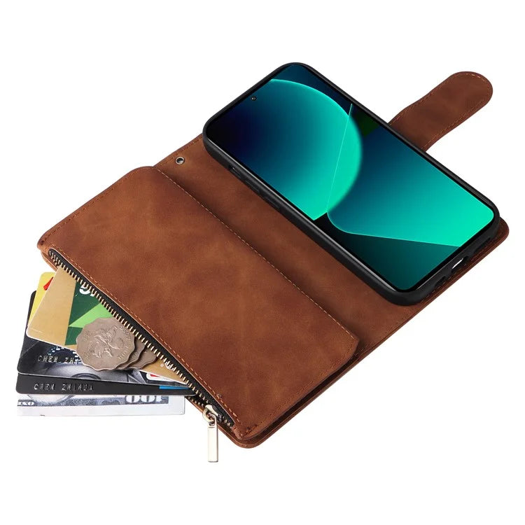 For Xiaomi 13T / 13T Pro / Redmi K60 Ultra Cell Phone Drop-proof Case Zipper Wallet Card Holder Leather Cover