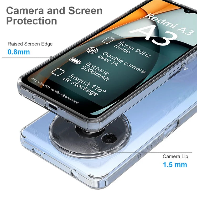 For Xiaomi Redmi A3 / Poco C61 4G / Poco C61 4G Phone Case Scratch-resistant TPU+Acrylic Clear Cover