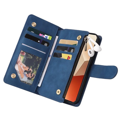 For Xiaomi Redmi Note 13 5G Case Leather Phone Protective Cover Zipper Wallet Card Holder