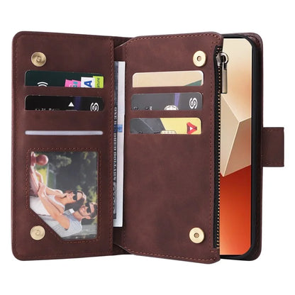For Xiaomi Redmi Note 13 5G Case Leather Phone Protective Cover Zipper Wallet Card Holder