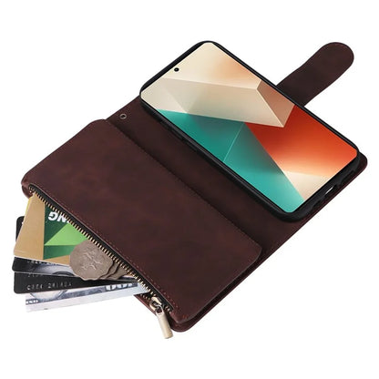 For Xiaomi Redmi Note 13 5G Case Leather Phone Protective Cover Zipper Wallet Card Holder