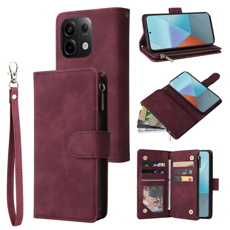 For Xiaomi Redmi Note 13 Pro 5G / Poco X6 5G PU Leather Wallet Mobile Phone Cover Case with Multiple Card Slots