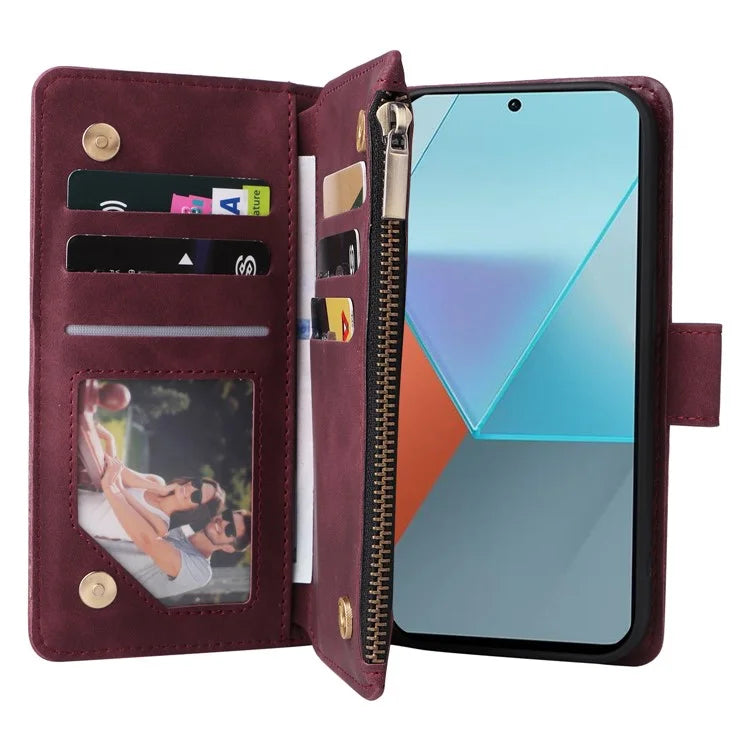 For Xiaomi Redmi Note 13 Pro 5G / Poco X6 5G PU Leather Wallet Mobile Phone Cover Case with Multiple Card Slots