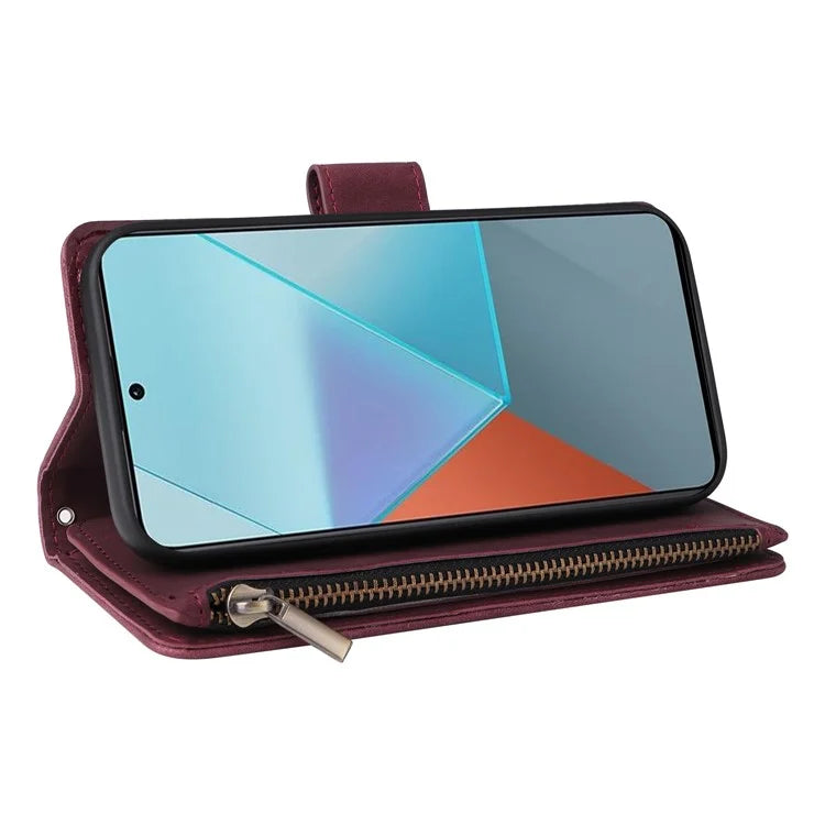 For Xiaomi Redmi Note 13 Pro 5G / Poco X6 5G PU Leather Wallet Mobile Phone Cover Case with Multiple Card Slots
