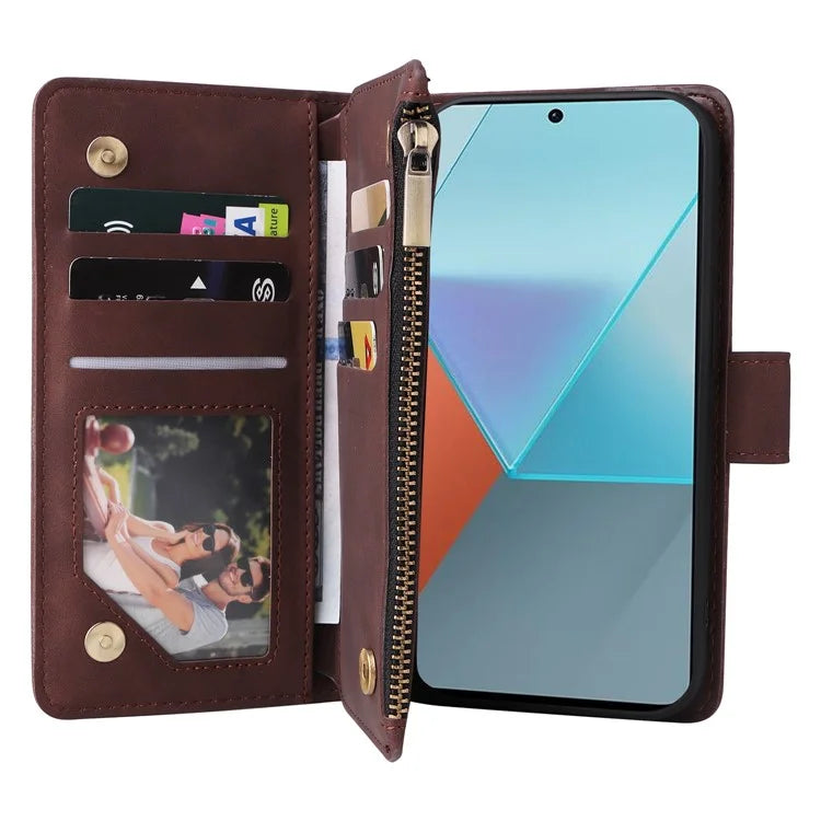 For Xiaomi Redmi Note 13 Pro 5G / Poco X6 5G PU Leather Wallet Mobile Phone Cover Case with Multiple Card Slots