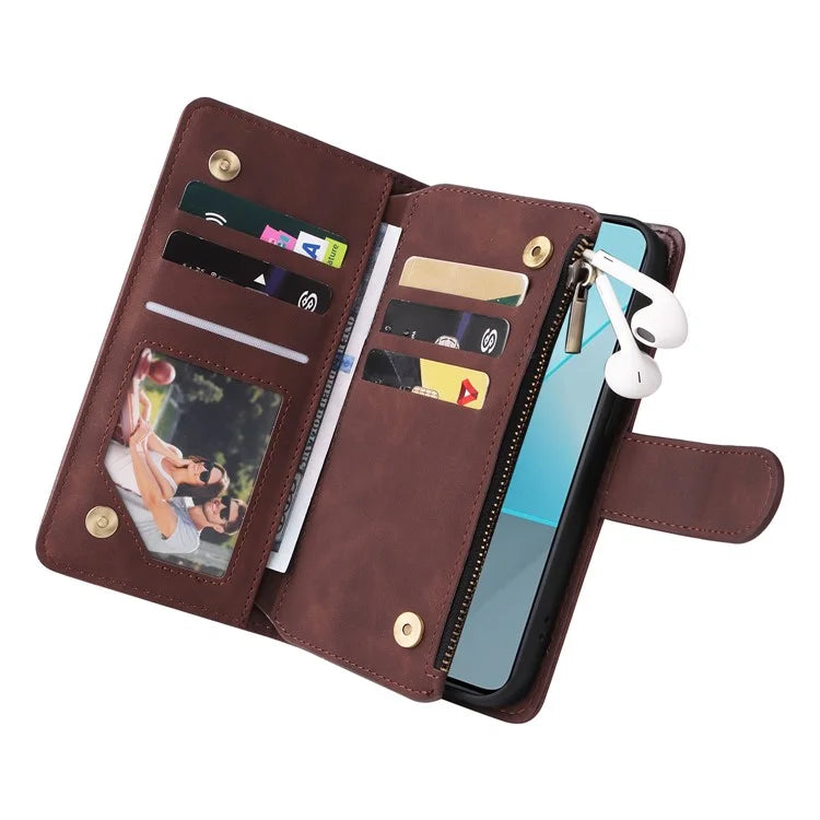 For Xiaomi Redmi Note 13 Pro 5G / Poco X6 5G PU Leather Wallet Mobile Phone Cover Case with Multiple Card Slots