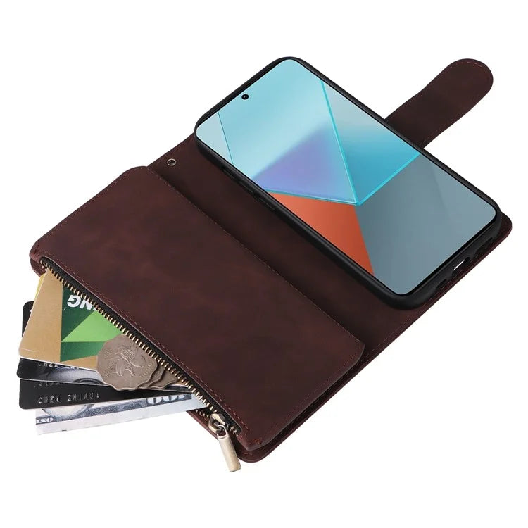 For Xiaomi Redmi Note 13 Pro 5G / Poco X6 5G PU Leather Wallet Mobile Phone Cover Case with Multiple Card Slots