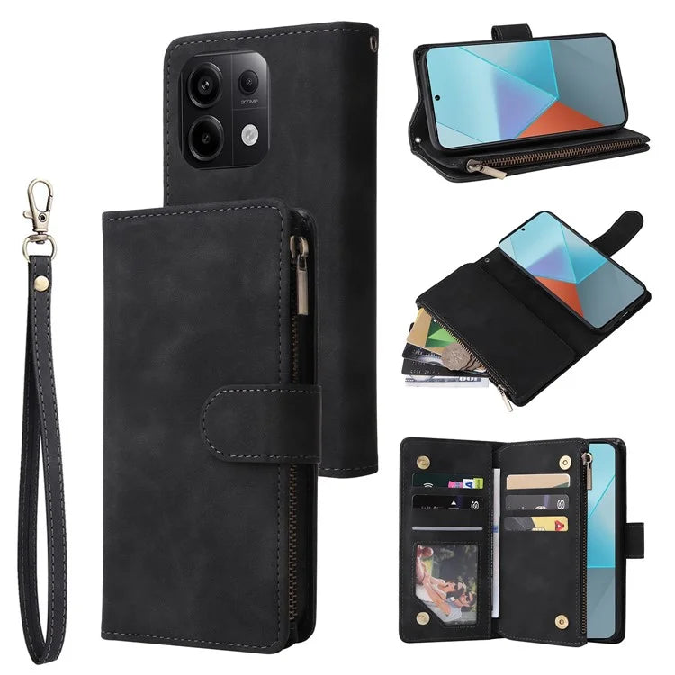 For Xiaomi Redmi Note 13 Pro 5G / Poco X6 5G PU Leather Wallet Mobile Phone Cover Case with Multiple Card Slots