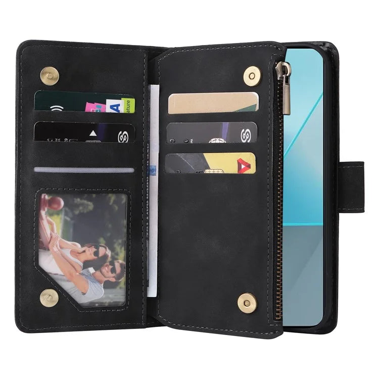 For Xiaomi Redmi Note 13 Pro 5G / Poco X6 5G PU Leather Wallet Mobile Phone Cover Case with Multiple Card Slots