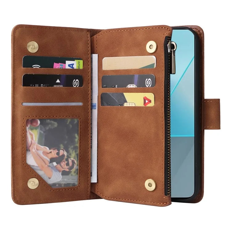For Xiaomi Redmi Note 13 Pro 5G / Poco X6 5G PU Leather Wallet Mobile Phone Cover Case with Multiple Card Slots