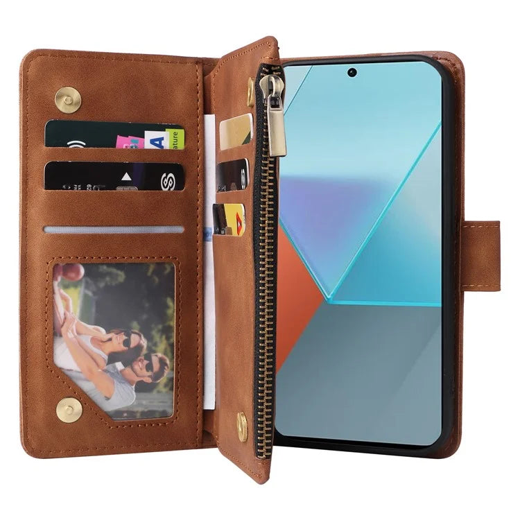 For Xiaomi Redmi Note 13 Pro 5G / Poco X6 5G PU Leather Wallet Mobile Phone Cover Case with Multiple Card Slots