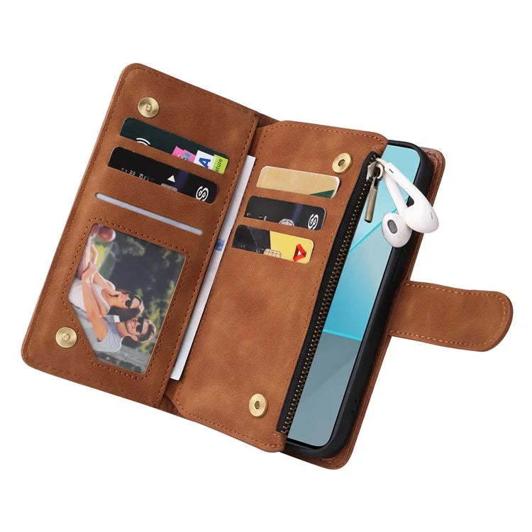 For Xiaomi Redmi Note 13 Pro 5G / Poco X6 5G PU Leather Wallet Mobile Phone Cover Case with Multiple Card Slots