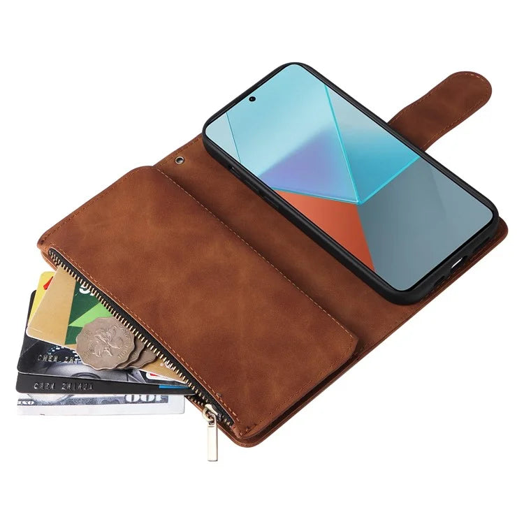 For Xiaomi Redmi Note 13 Pro 5G / Poco X6 5G PU Leather Wallet Mobile Phone Cover Case with Multiple Card Slots