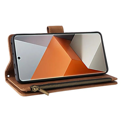 For Xiaomi Redmi Note 13 Pro+ 5G Zipper Pocket Phone Case PU Leather Protection Stand Cover