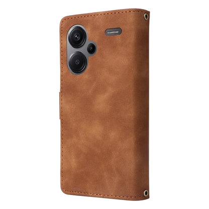 For Xiaomi Redmi Note 13 Pro+ 5G Zipper Pocket Phone Case PU Leather Protection Stand Cover